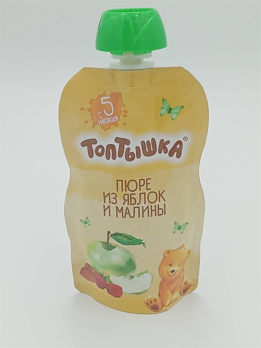 Пюре "Топтышка" д/п с сахаром яблоко-малина 90гр 5 мес - фото 10469