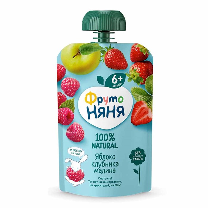 Пюре "Фруто няня" 90гр Яблоко-клубника-малина (Десерт) FbWMcpEjgdvcctnZhEgMQ0 - фото 15558