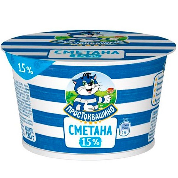 "Простоквашино" Сметана 180 гр 15% tpSHD4xlgL6AciwVsCsiZ3 - фото 16288