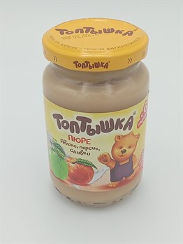 Пюре "Топтышка" 190 гр Яблоко,персик,сливки