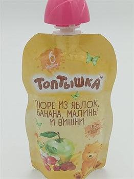 Пюре "Топтышка" яблоко,банан, малина, вишня 90г