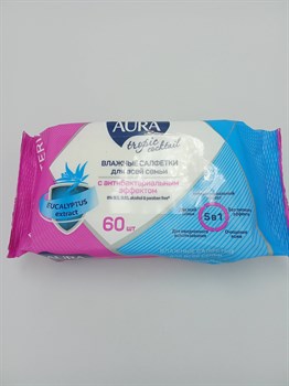 Влажные салфетки "Аура" 60 шт Тропик с антибак эффектом JIdaAu8wgW1liT9vLEoES3